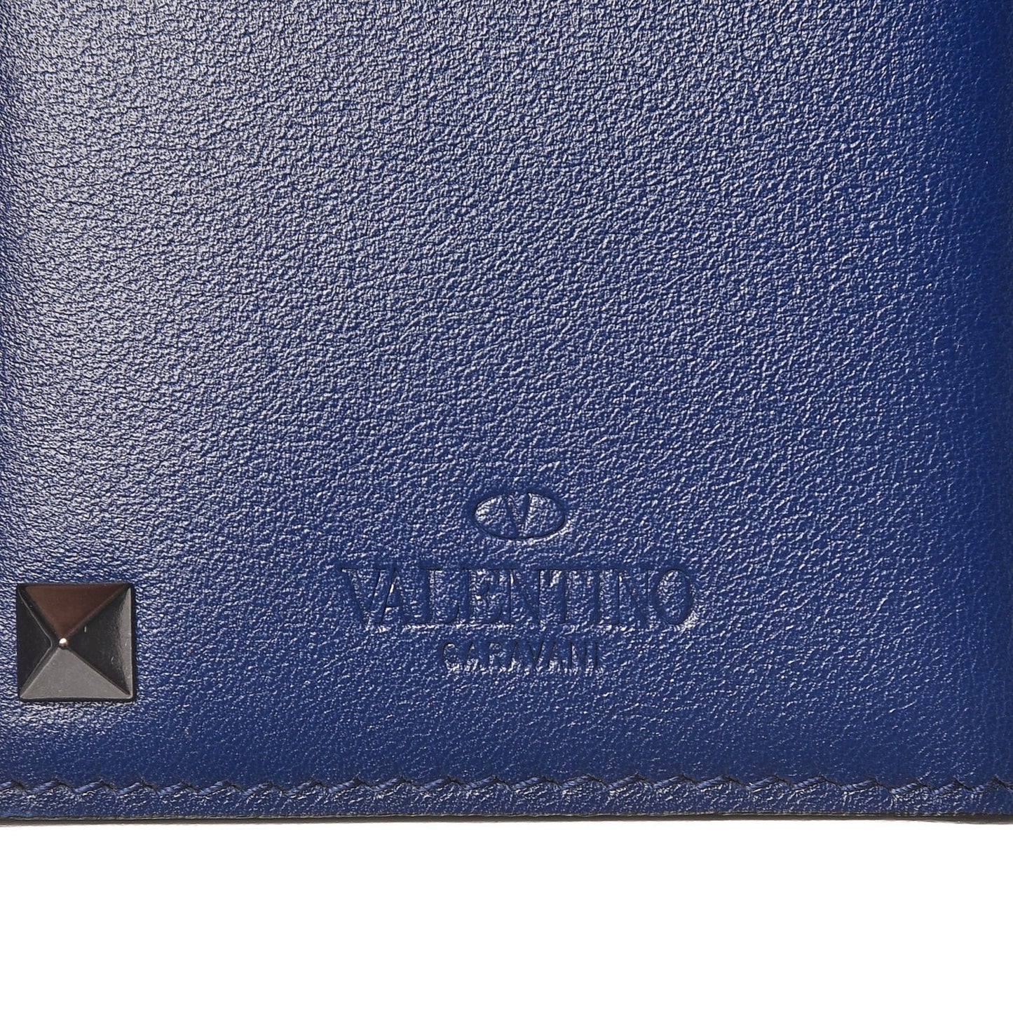 Vitello Rockstud Bi-Fold Wallet Blue