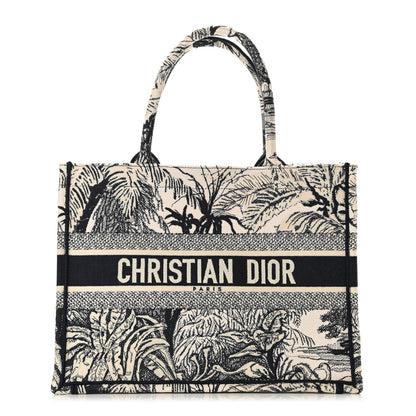 Christian Dior Canvas Embroidered Medium Palms Toile De Jouy Book Tote Blue 1 of 10