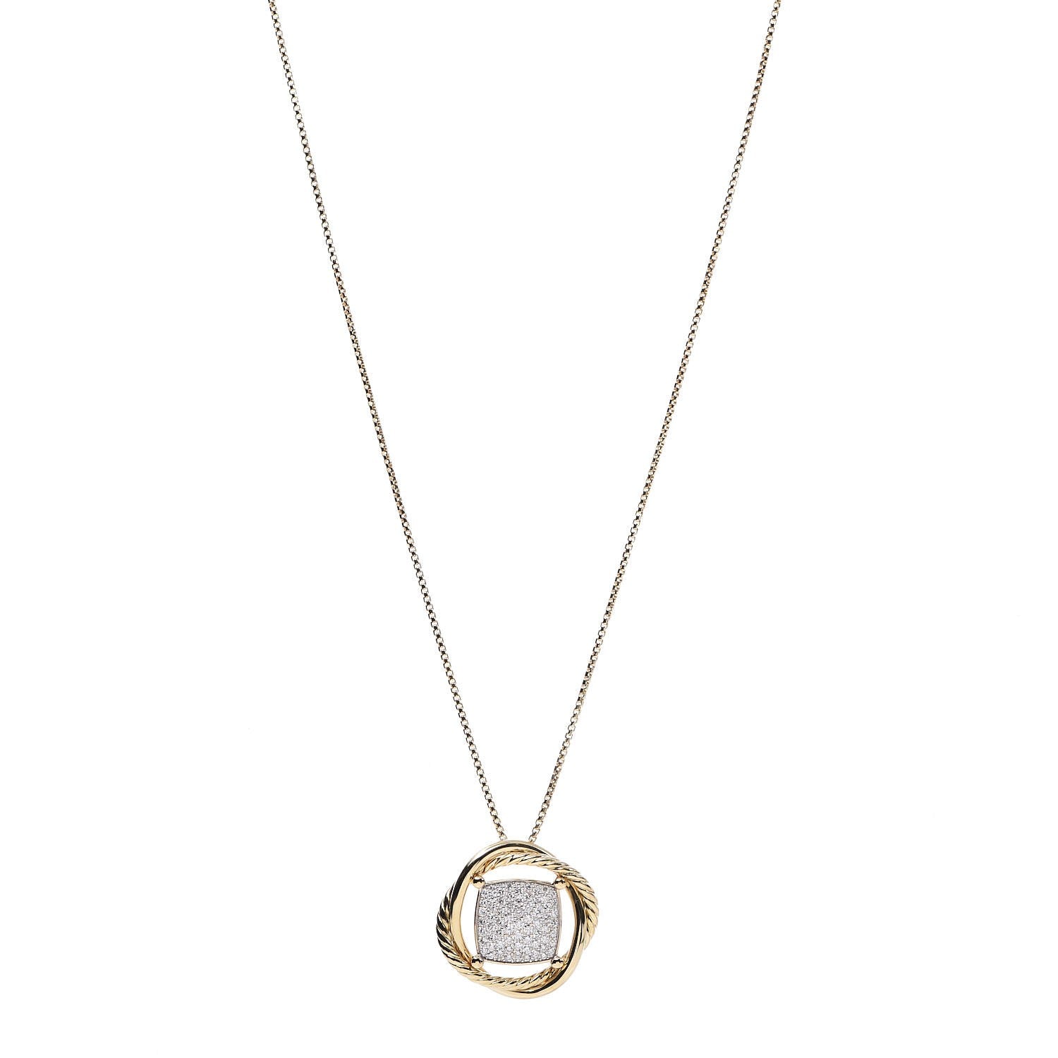 David Yurman 18K Yellow Gold Diamond 20mm Infinity Pendant Necklace 9 of 14