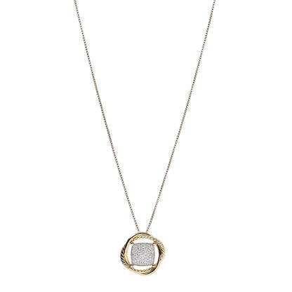 David Yurman 18K Yellow Gold Diamond 20mm Infinity Pendant Necklace 9 of 14
