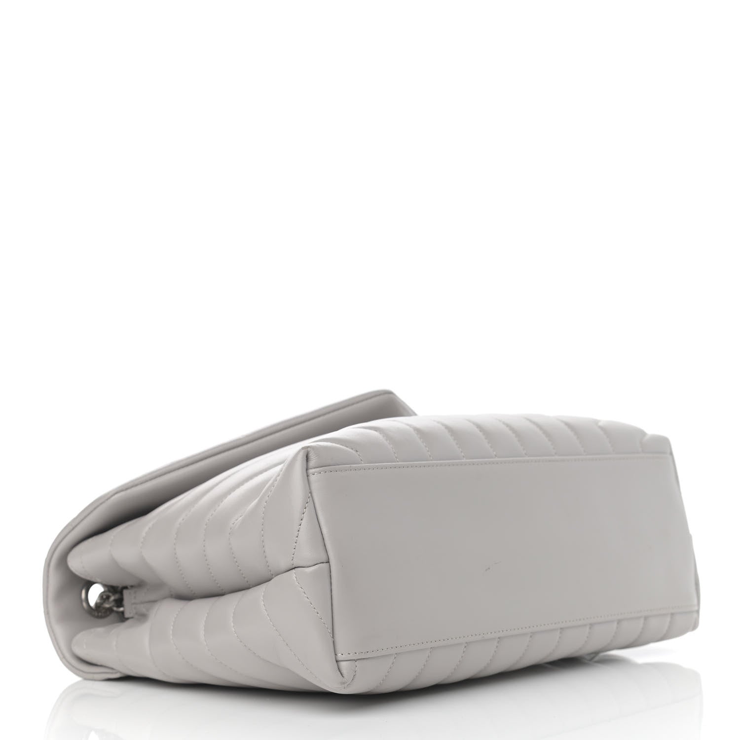 Saint Laurent Calfskin Y Quilted Monogram Medium Loulou Chain Satchel Light Gray 4 of 12