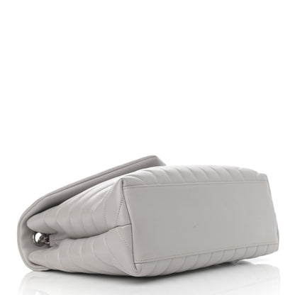 Saint Laurent Calfskin Y Quilted Monogram Medium Loulou Chain Satchel Light Gray 4 of 12