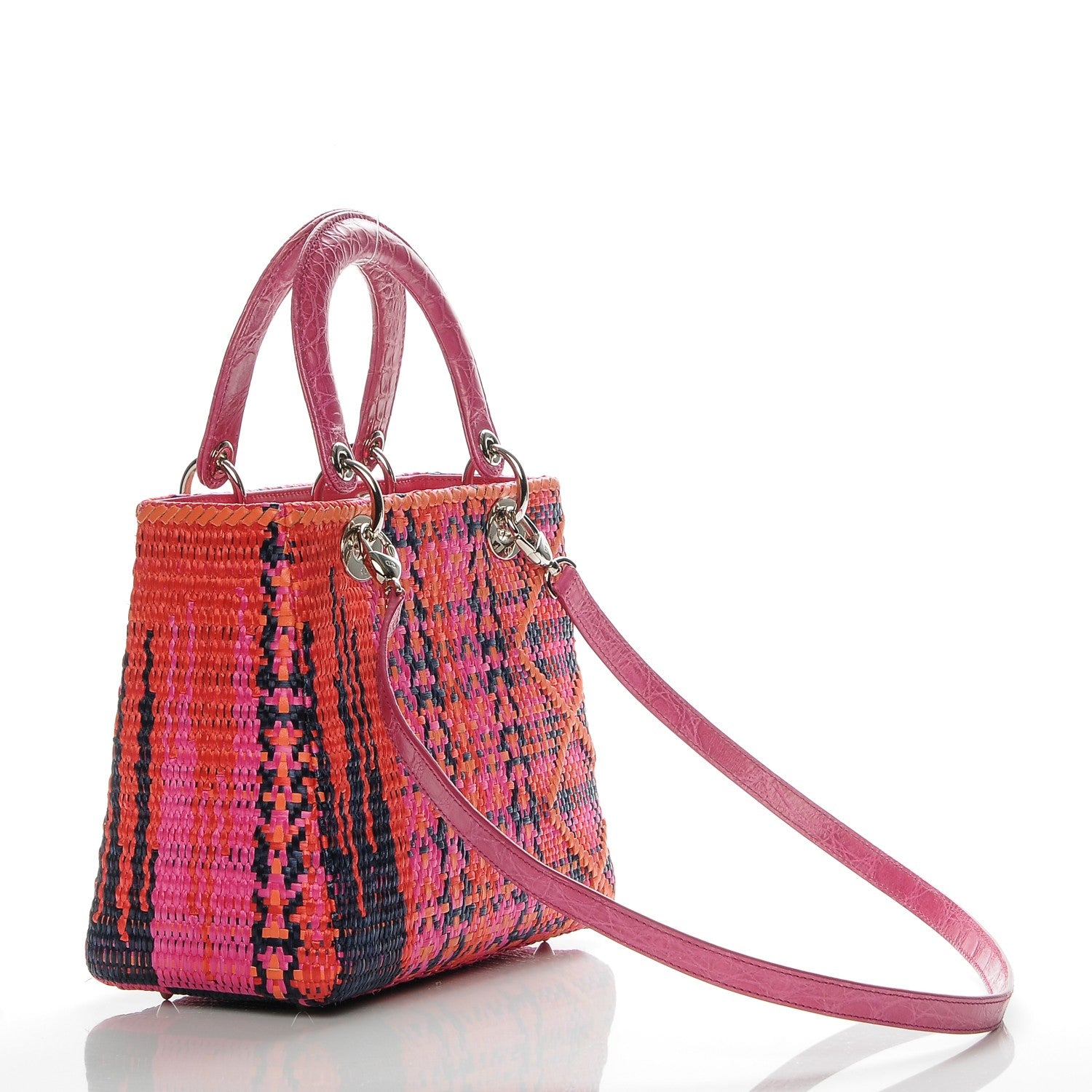 Christian Dior Crocodile Raffia Medium Lady Dior Multicolor 3 of 6