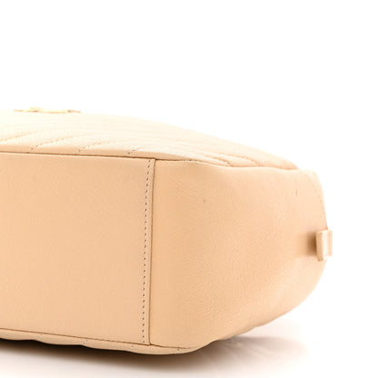 Chanel Shiny Goatskin Diagonal Quilted Camera Bag Beige 10 of 14