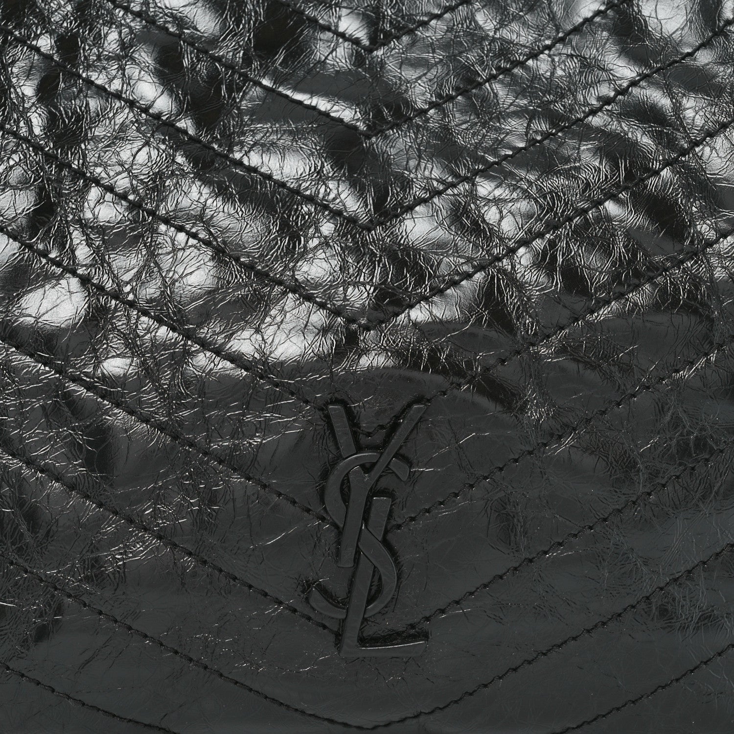 Saint Laurent Crinkled Calfskin Matelasse Monogram Medium Niki Shopper Tote Black 8 of 11