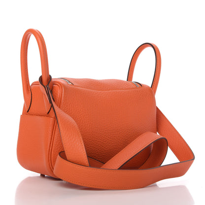 Hermes Taurillon Clemence Mini Lindy 20 Feu 3 of 9
