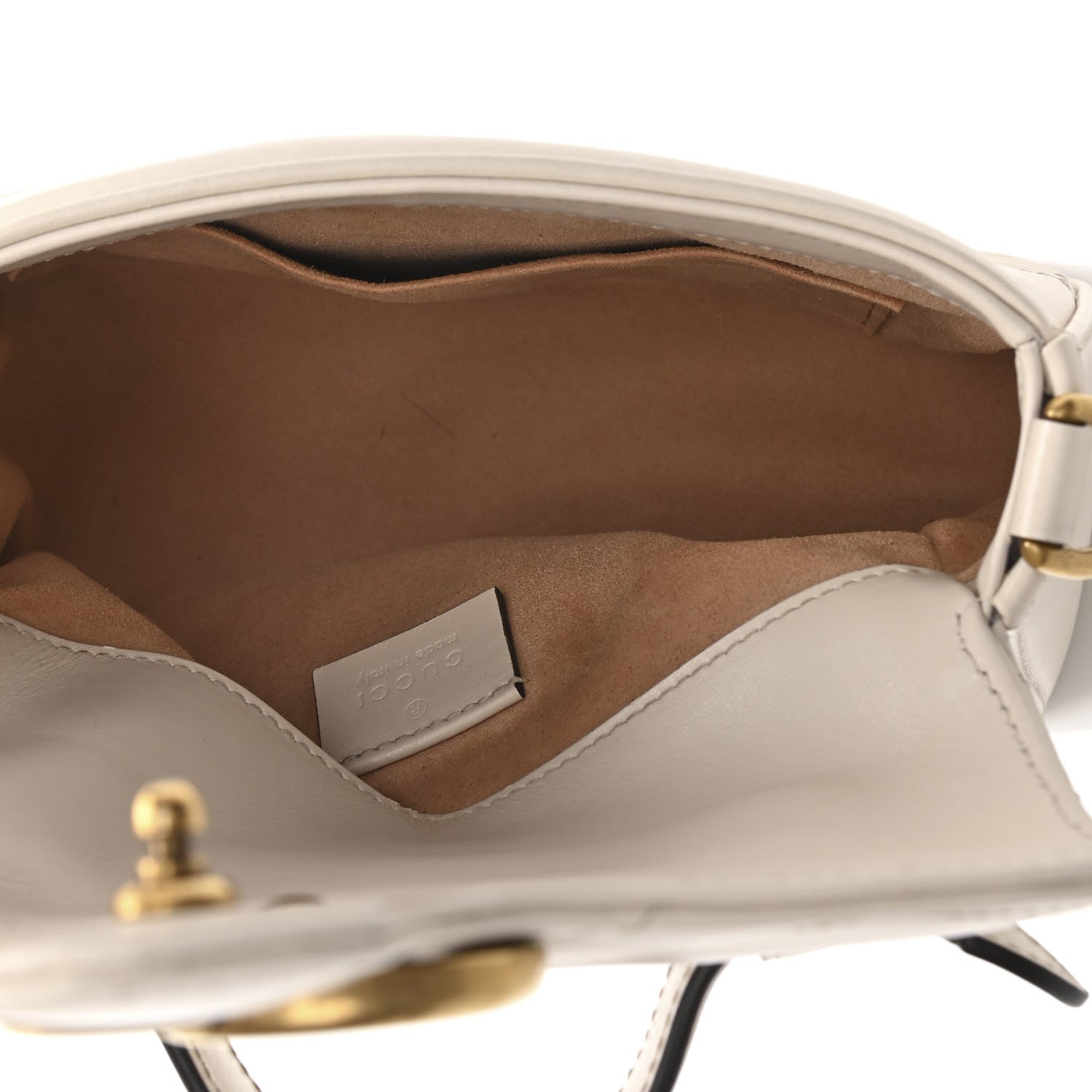 Gucci Calfskin Matelasse Mini GG Marmont Top Handle Shoulder Bag White 5 of 12