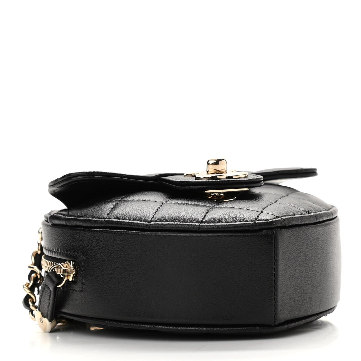 Lambskin Quilted CC In Love Heart Clutch With Chain Black