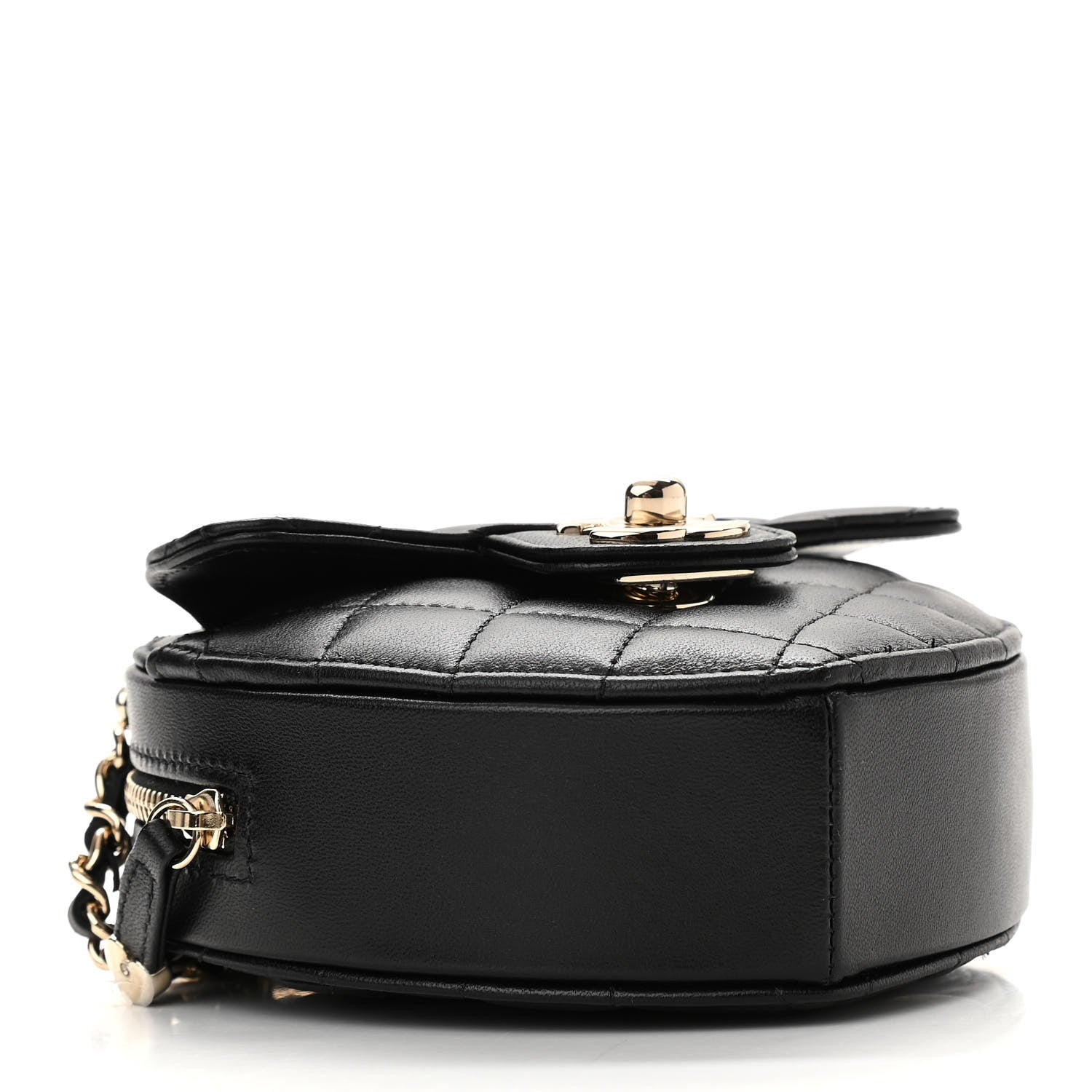 Chanel Lambskin Quilted CC In Love Heart Clutch With Chain Black 4 of 11