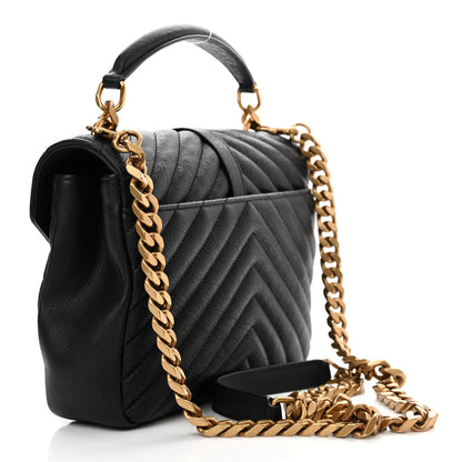 Saint Laurent Sheepskin Matelasse Chevron Monogram Medium College Bag Black 3 of 11