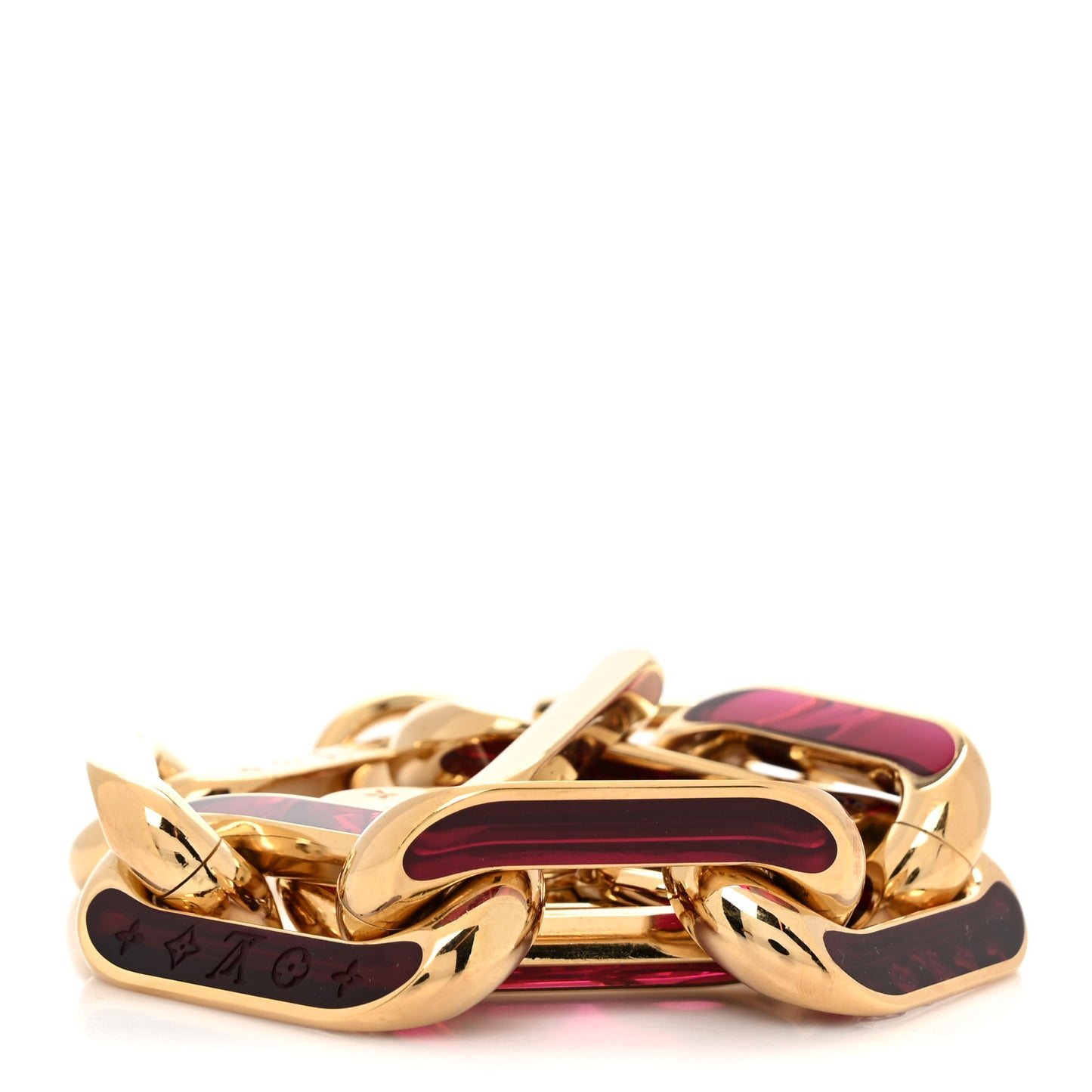Metal Coussin MM Chain Strap Gold Fuchsia