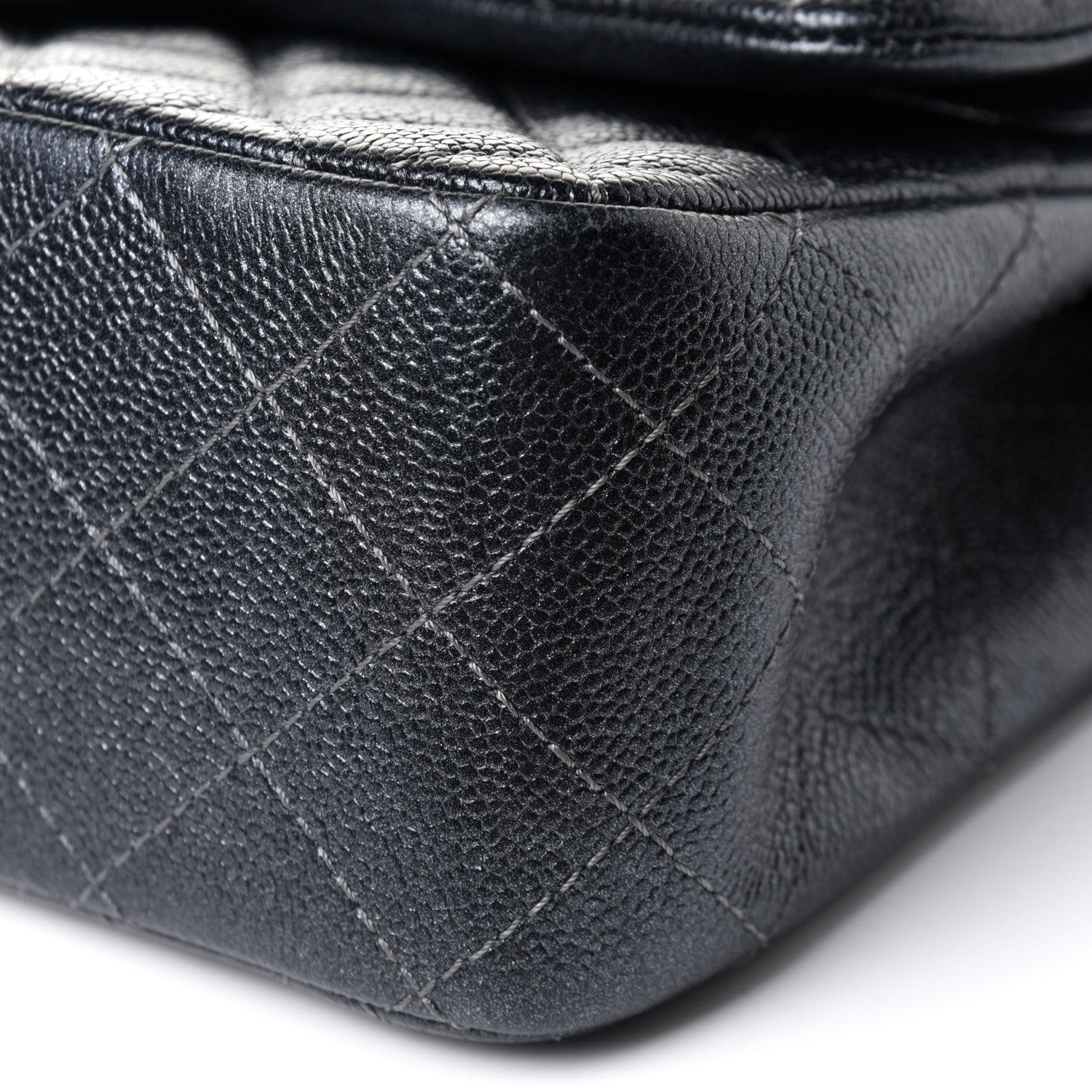 Chanel Metallic Caviar Quilted Jumbo Double Flap Dark Grey 9 of 13