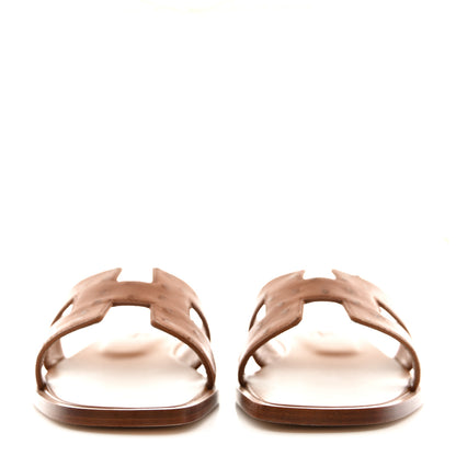 Hermes Ostrich Oran Sandals 37 Naturel 2 of 9