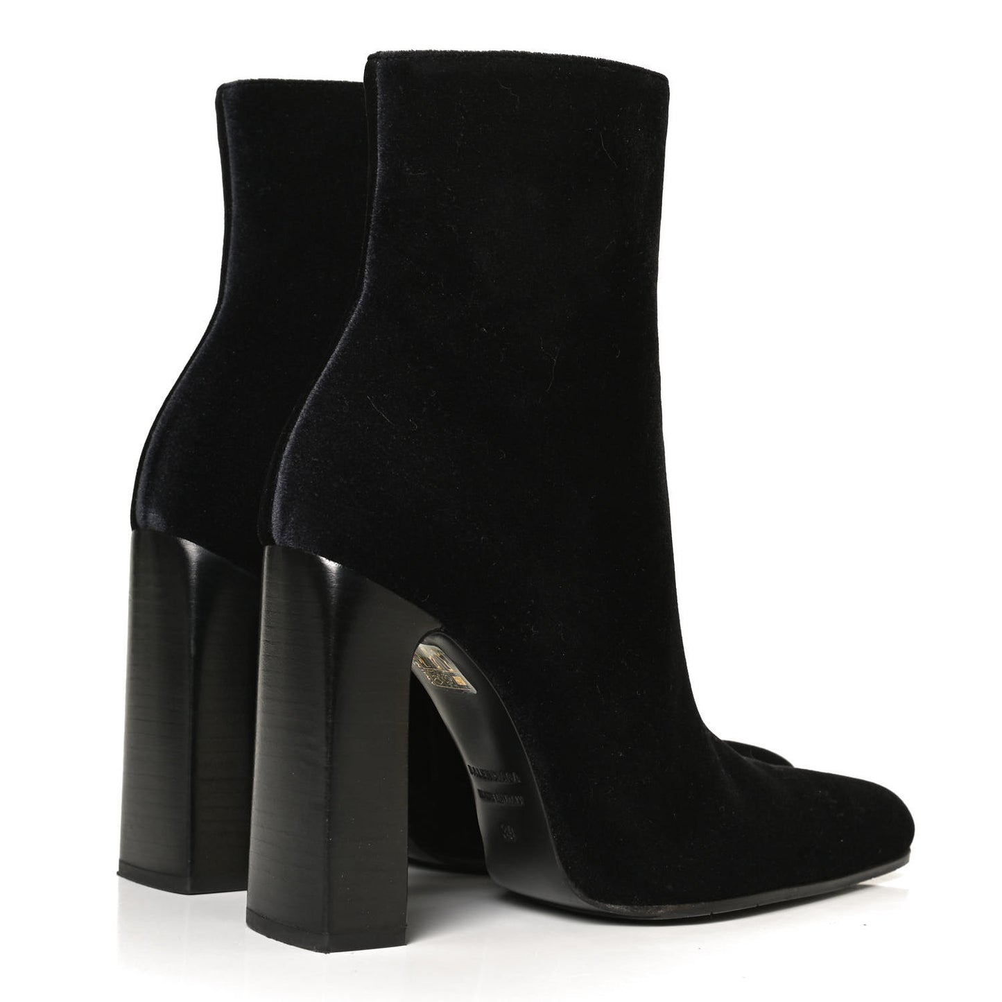 Smooth Velvet Ankle Boots 39 Black
