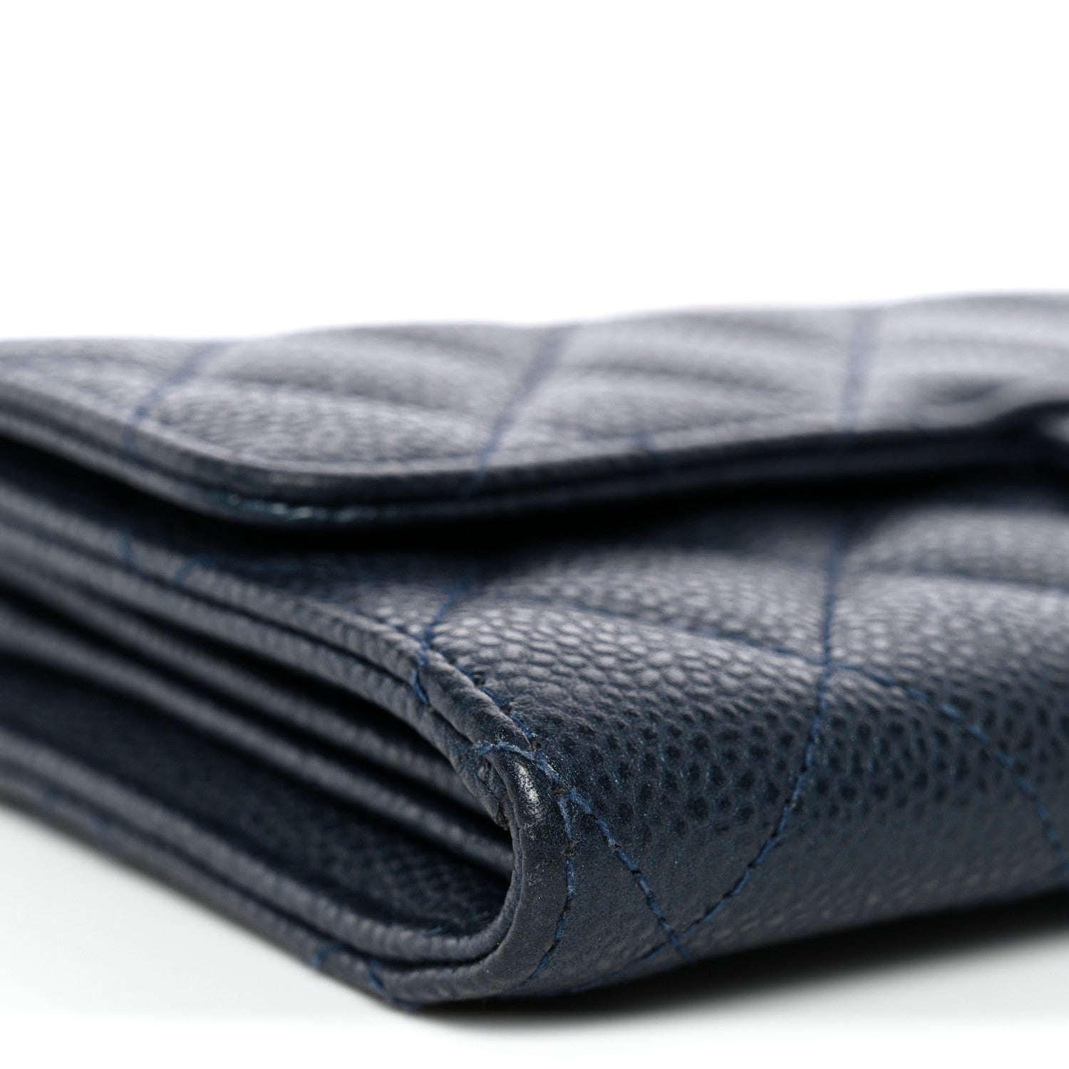 Chanel Iridescent Caviar Quilted Large Gusset Flap Wallet Dark Blue 9 of 11