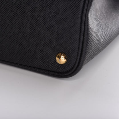 Prada Saffiano Cuir Large Double Bag Black Fuoco 19 of 20