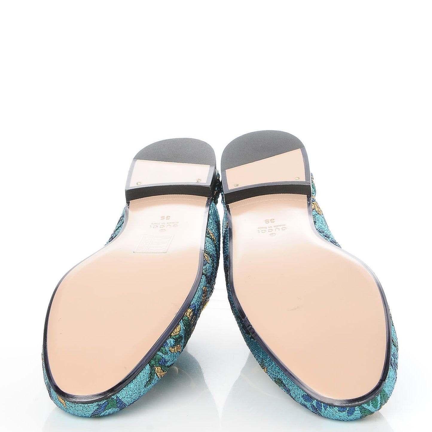 Iridescent Brocade Womens Princetown Slippers 39 Azure Multicolor Oro