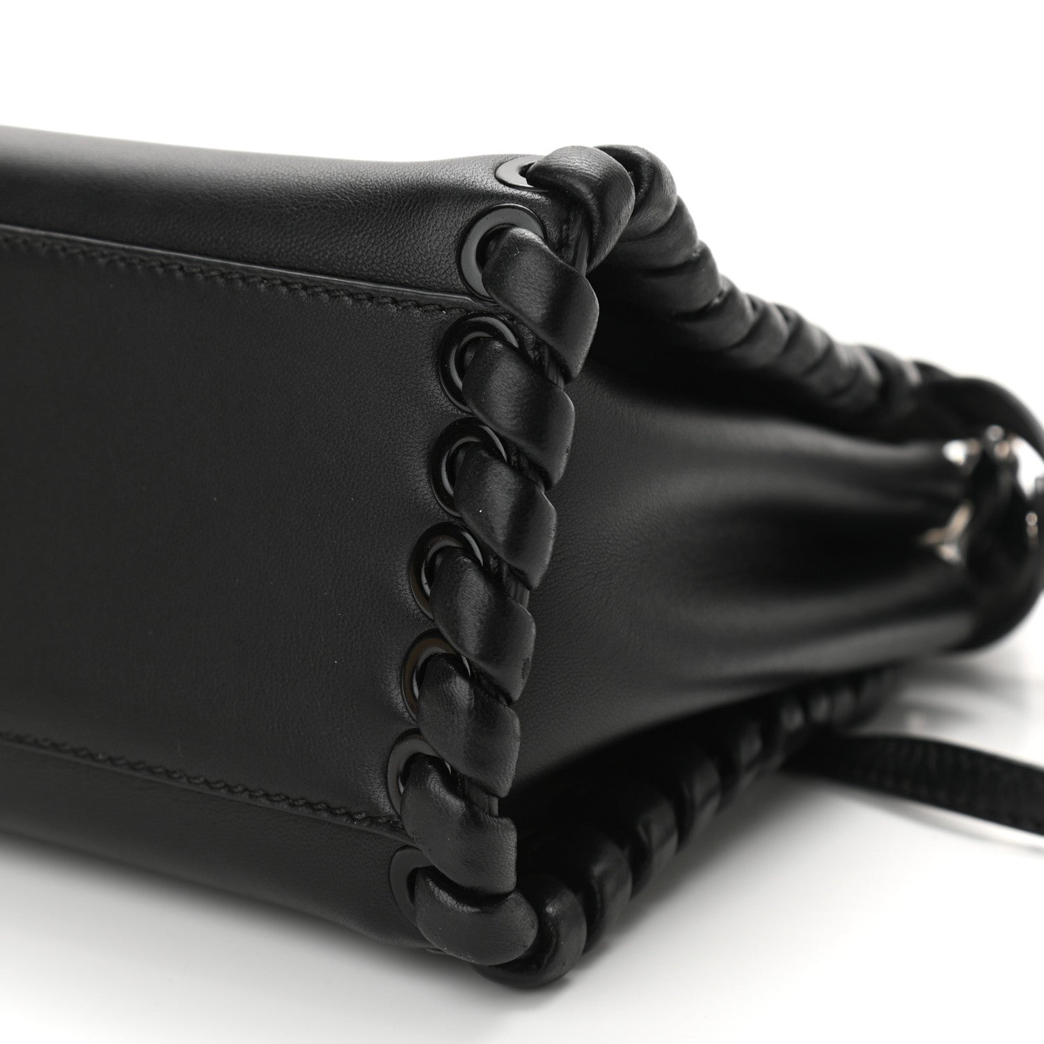 Fendi Nappa Lace Up Mini Peekaboo Iconic Satchel Black 9 of 11