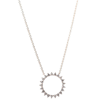 Tiffany 18K Rose Gold Diamond Open Circle Pendant Necklace 1 of 7