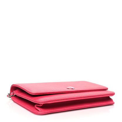Chanel Caviar Enamel Button CC Wallet on Chain WOC Dark Pink 4 of 11