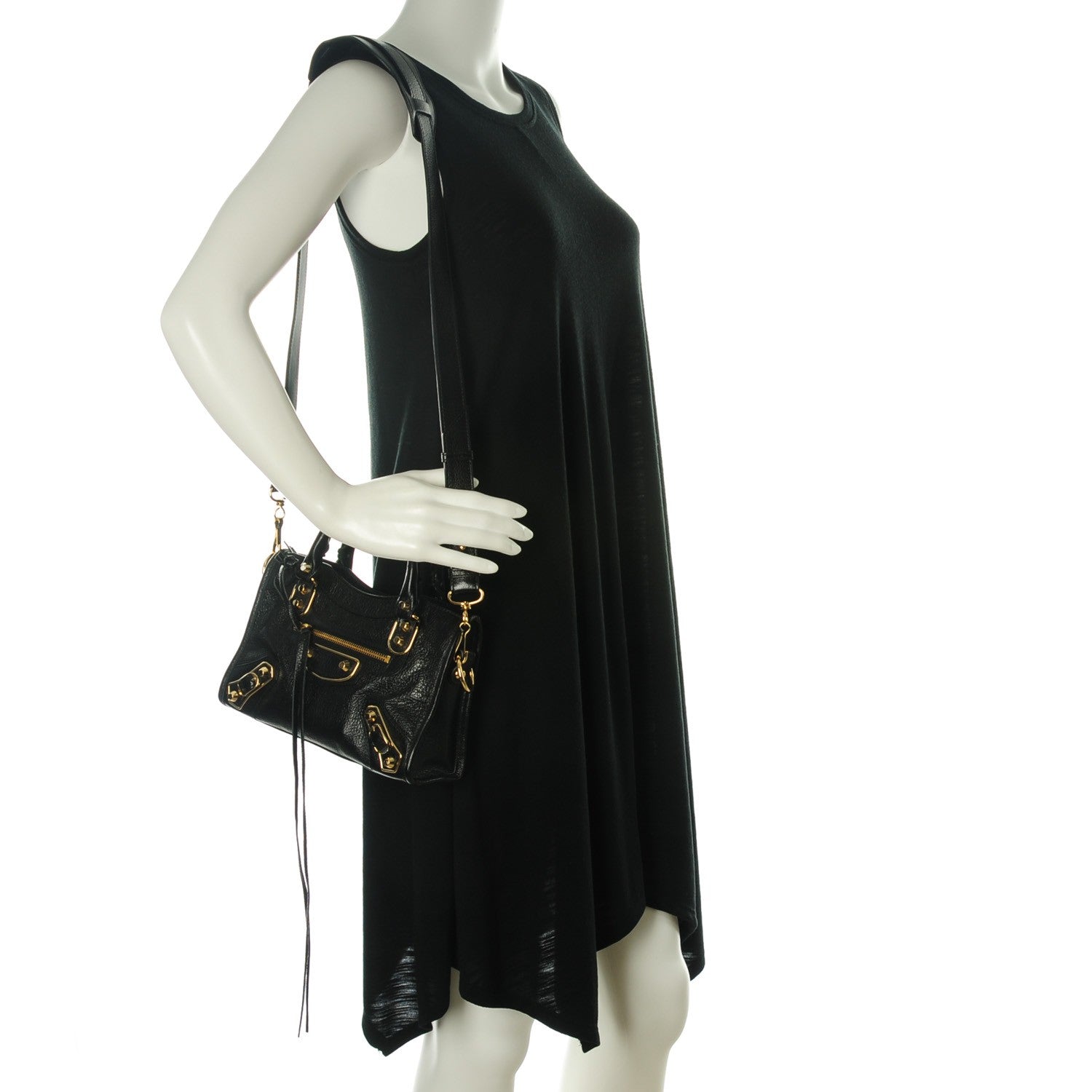 Balenciaga Chevre Gold Metallic Edge Hardware Mini City Black 2 of 8