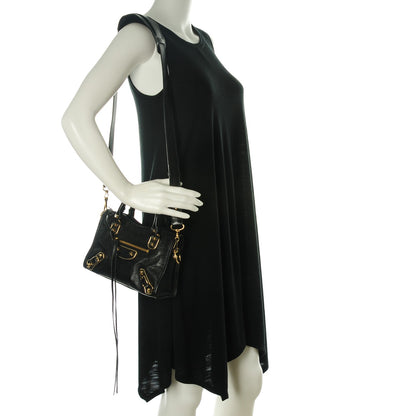Balenciaga Chevre Gold Metallic Edge Hardware Mini City Black 2 of 8