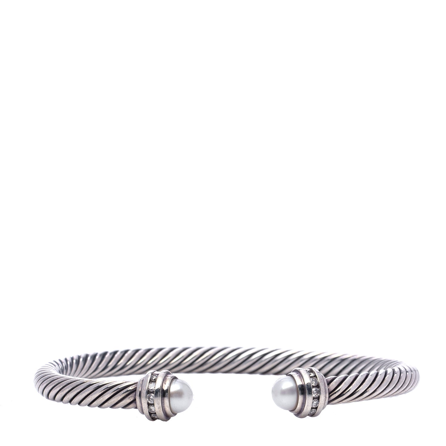 Sterling Silver Diamond Pearl 5mm Cable Classics Princess Bracelet