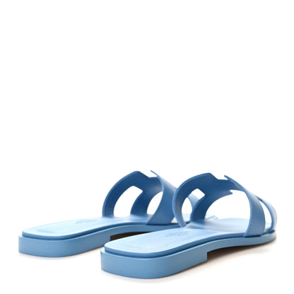 Hermes Box Calfskin Oran Sandals 35 Bleu Cameo 4 of 9