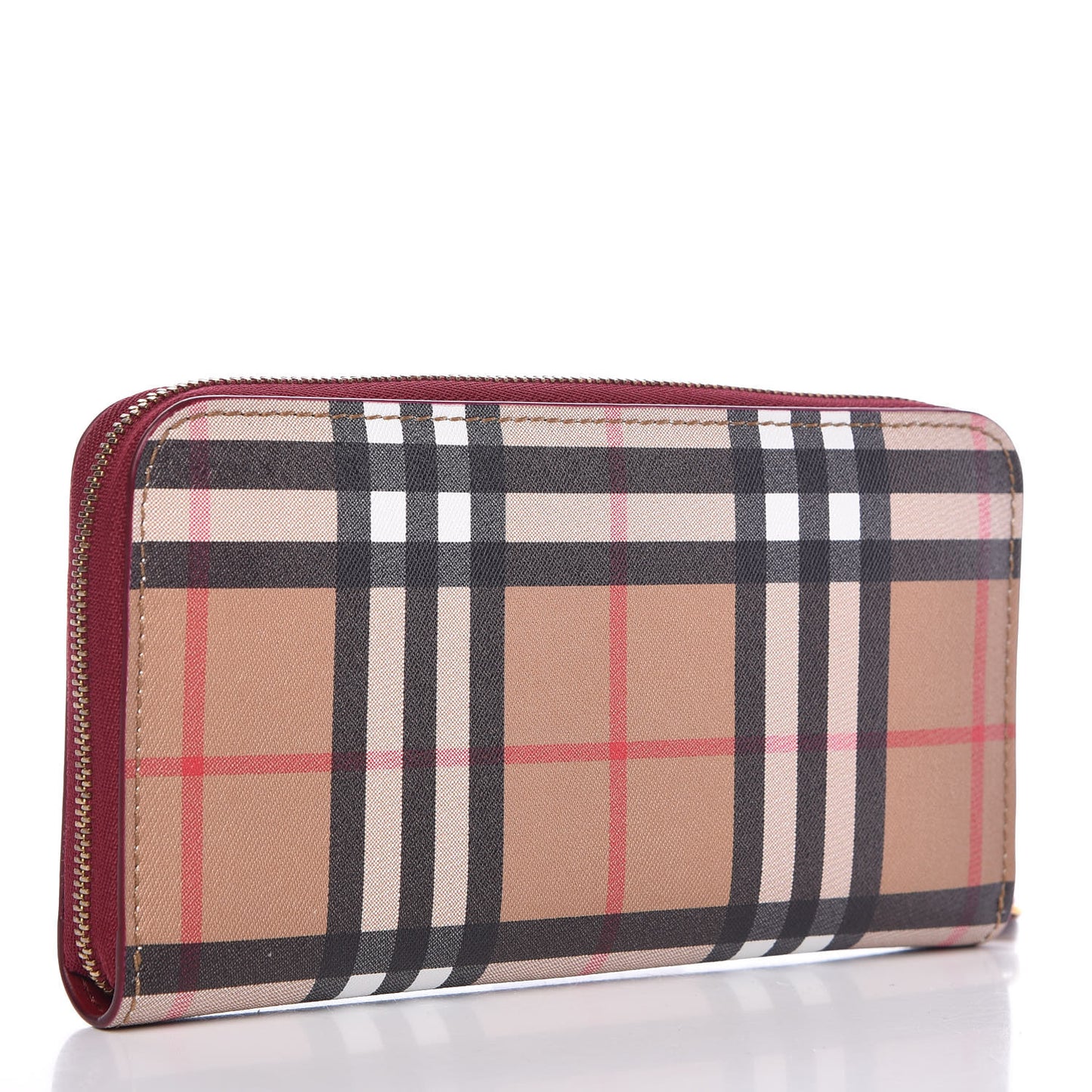 Vintage Check Elmore Zip Around Wallet Crimson