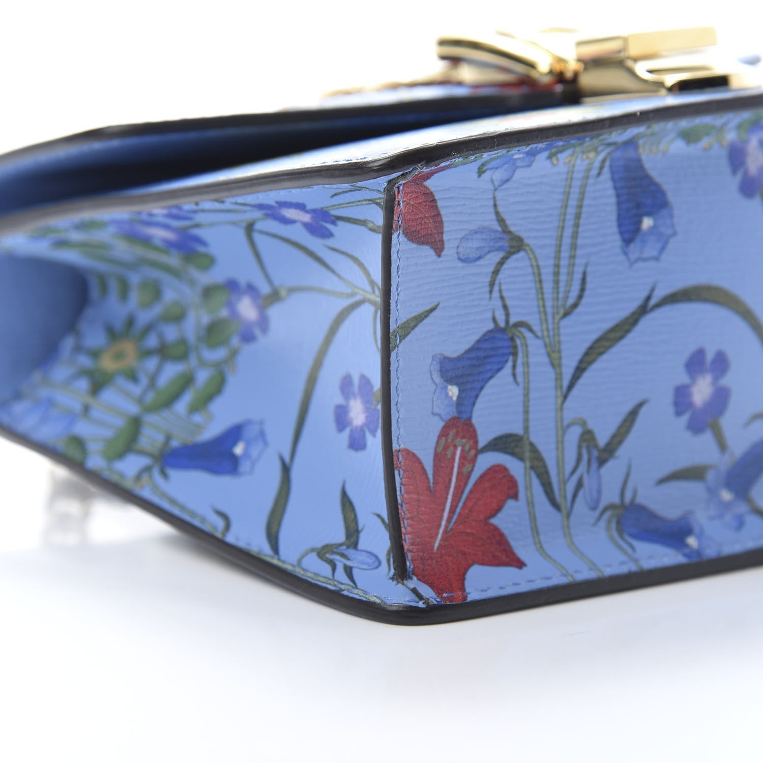 Gucci Shangai Calfskin Web New Flora Mini Sylvie Chain Shoulder Bag Azure 9 of 10