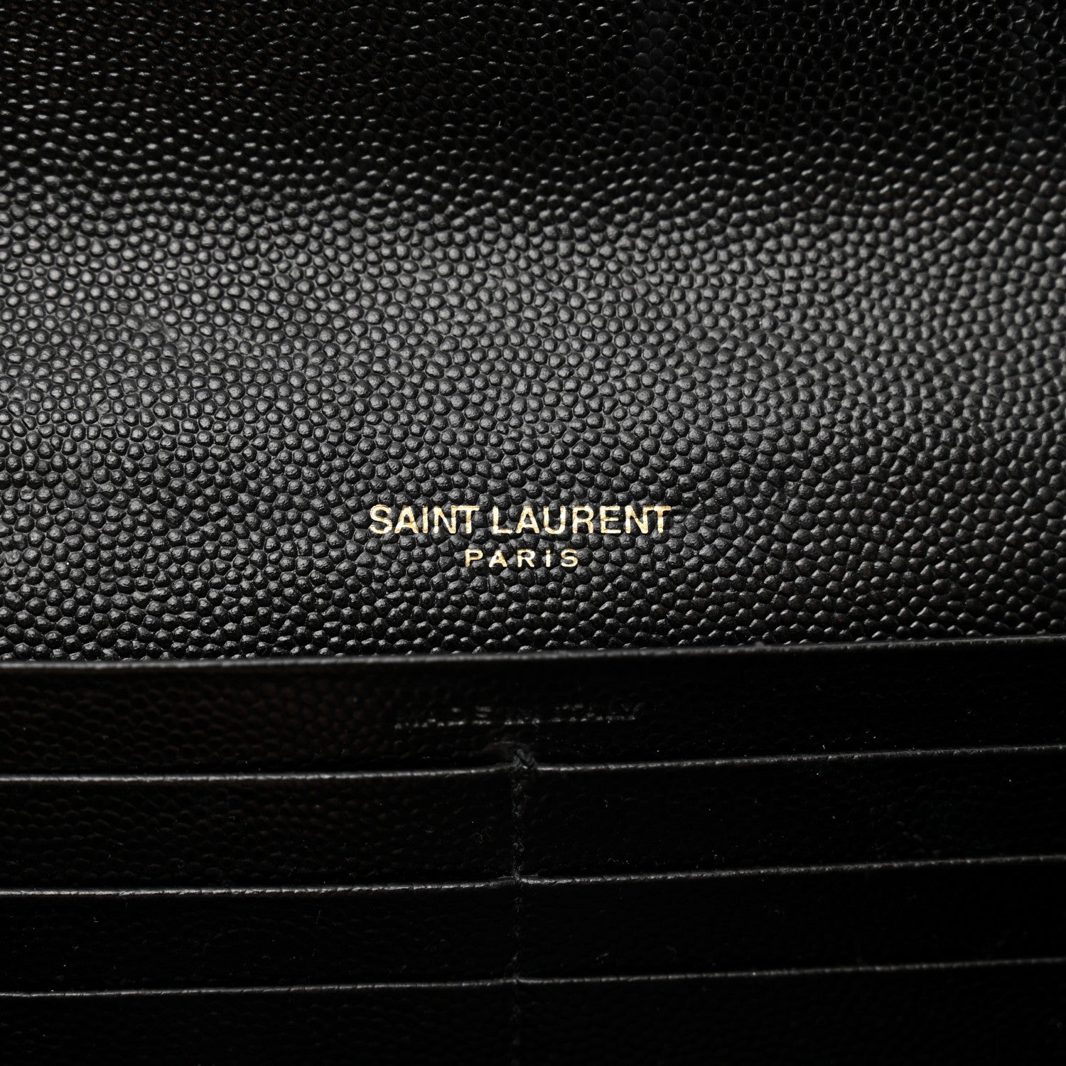 Saint Laurent Grain De Poudre Matelasse Chevron Monogram Flap Wallet Black 7 of 9