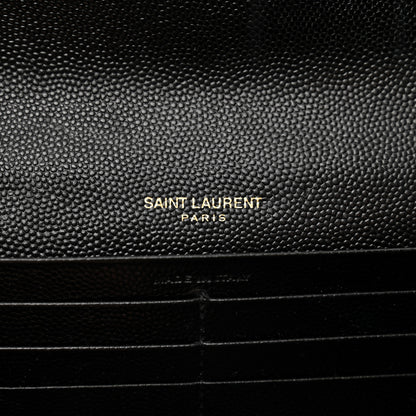 Saint Laurent Grain De Poudre Matelasse Chevron Monogram Flap Wallet Black 7 of 9