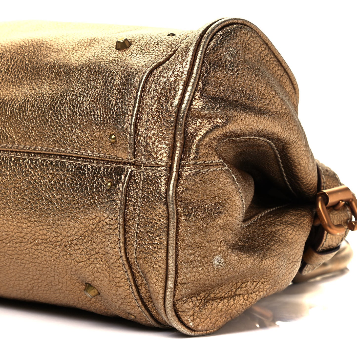 Metallic Calfskin Medium Paddington Satchel Gold