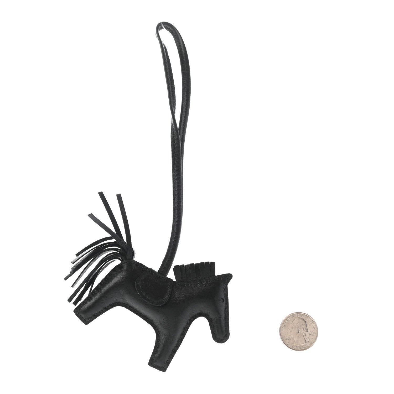 Hermes Milo Lambskin Grigri Rodeo Horse Bag Charm PM So Black 2 of 5