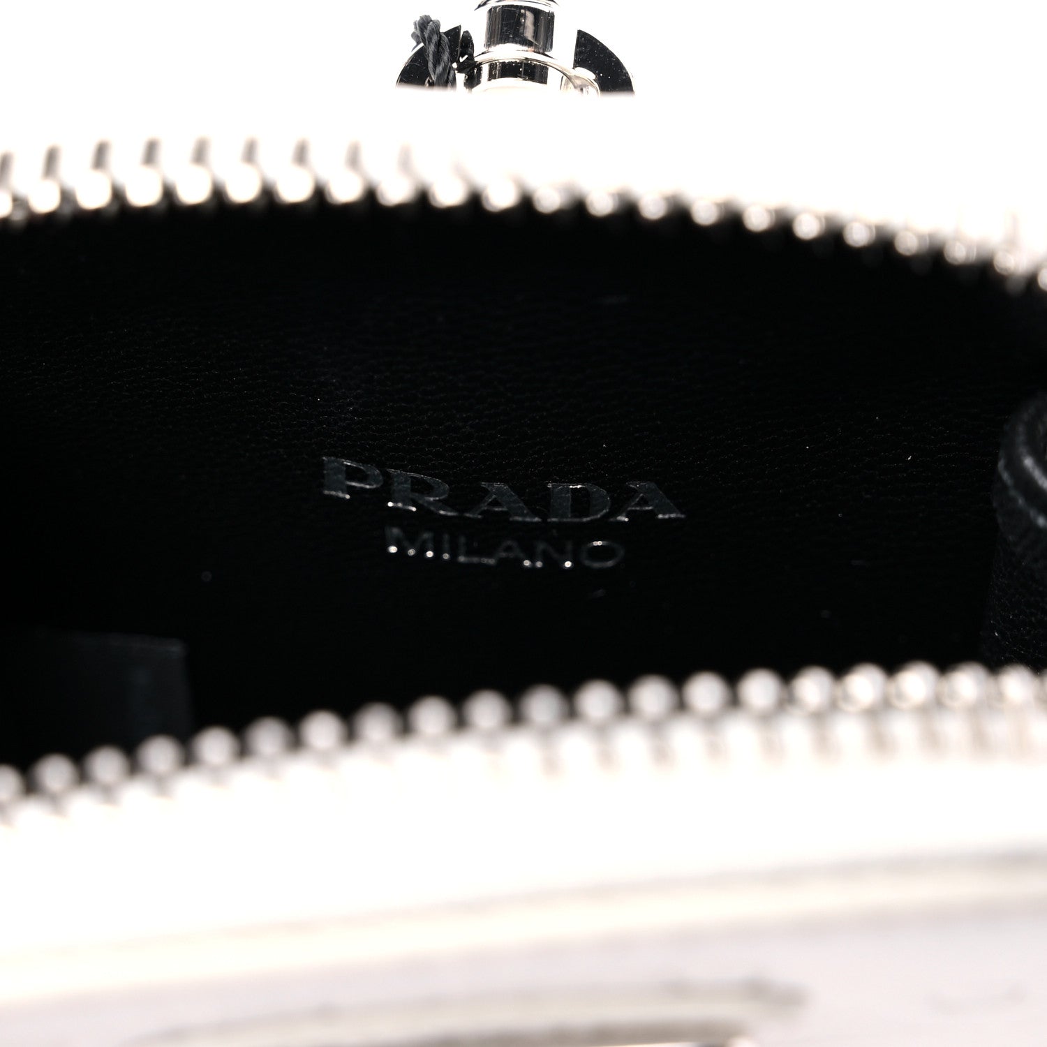 Prada Ostrich Zip Around Mini Pouch White 6 of 6