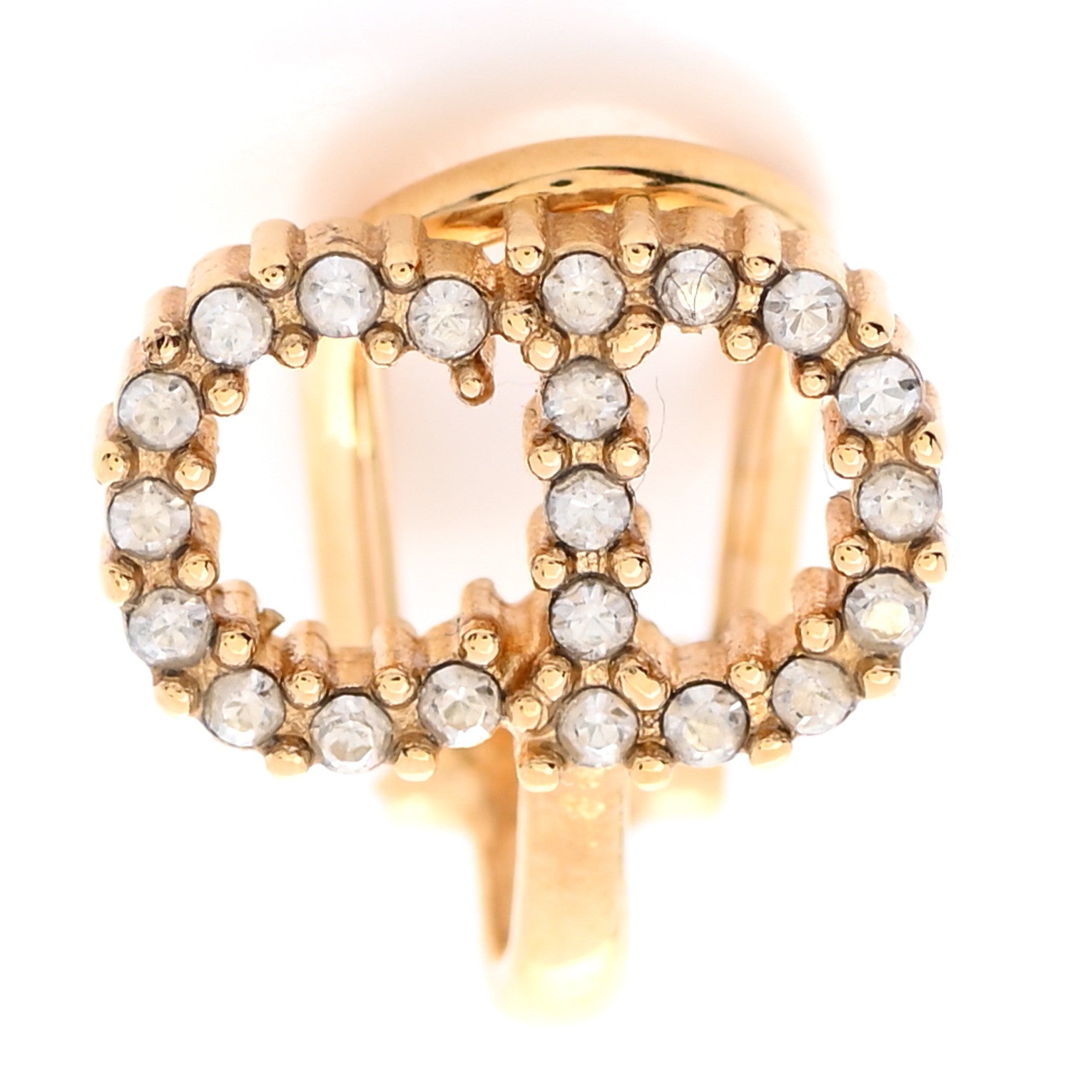 Christian Dior Crystal Clair D Lune Clip On Earrings Gold 4 of 4