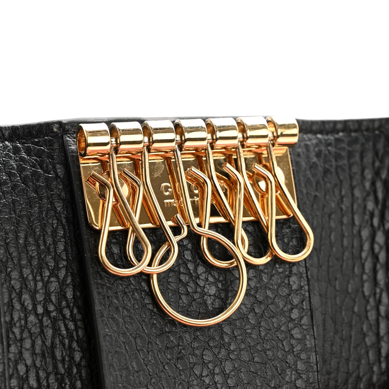 Gucci Dollar Calfskin GG Supreme Monogram GG Marmont 6 Key Holder Case Black Beige Ebony 9 of 10