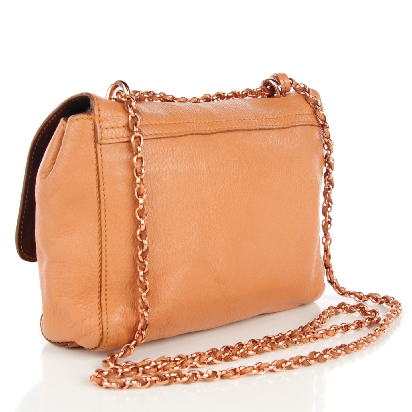 Glossy Goatskin Small Lily Flap Apricot