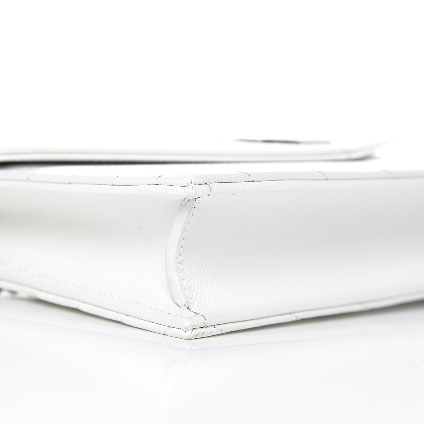 Grain De Poudre Matelasse Chevron Monogram Envelope Chain Wallet Optical White