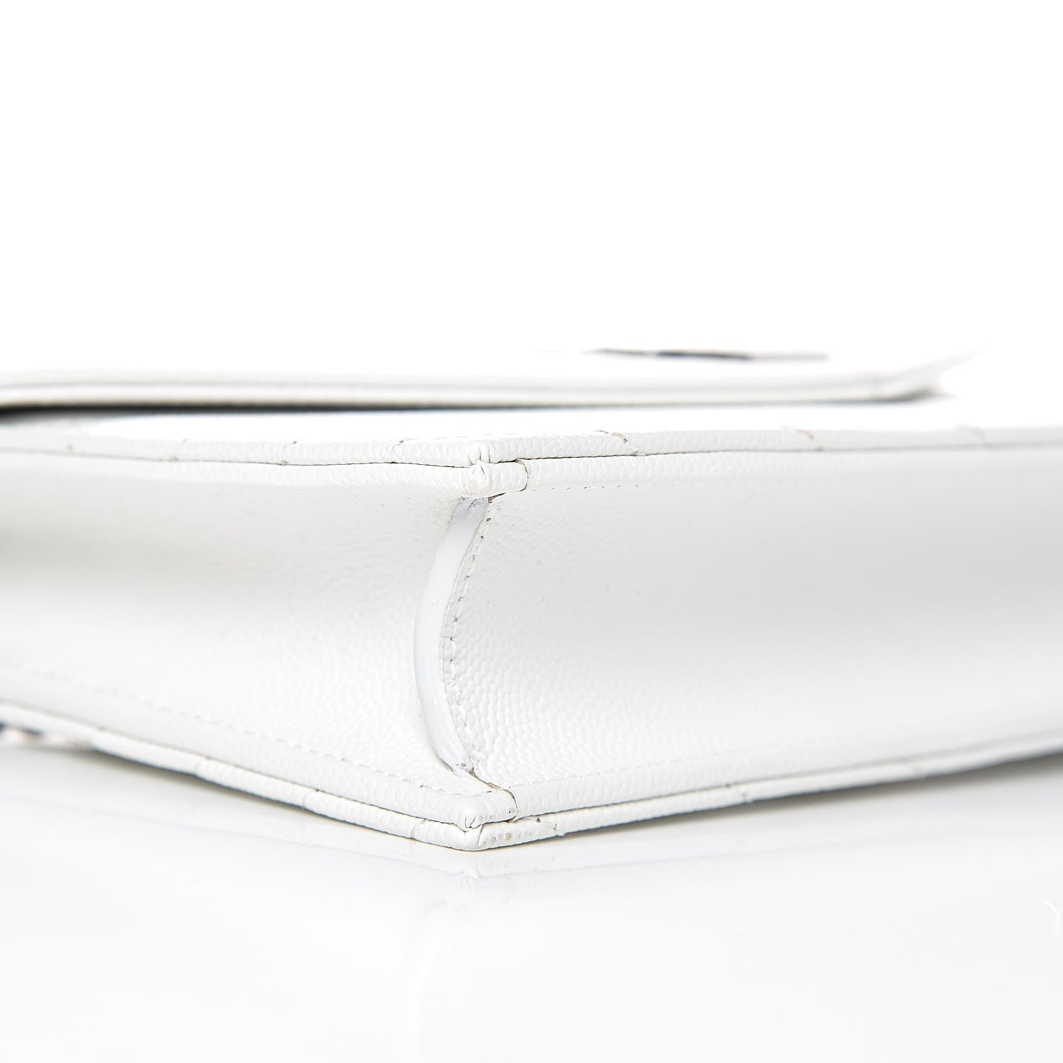 Saint Laurent Grain De Poudre Matelasse Chevron Monogram Envelope Chain Wallet Optical White 9 of 10