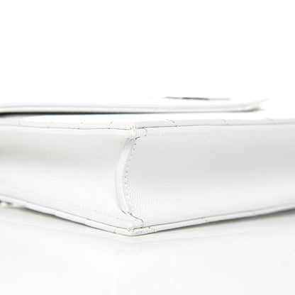 Saint Laurent Grain De Poudre Matelasse Chevron Monogram Envelope Chain Wallet Optical White 9 of 10