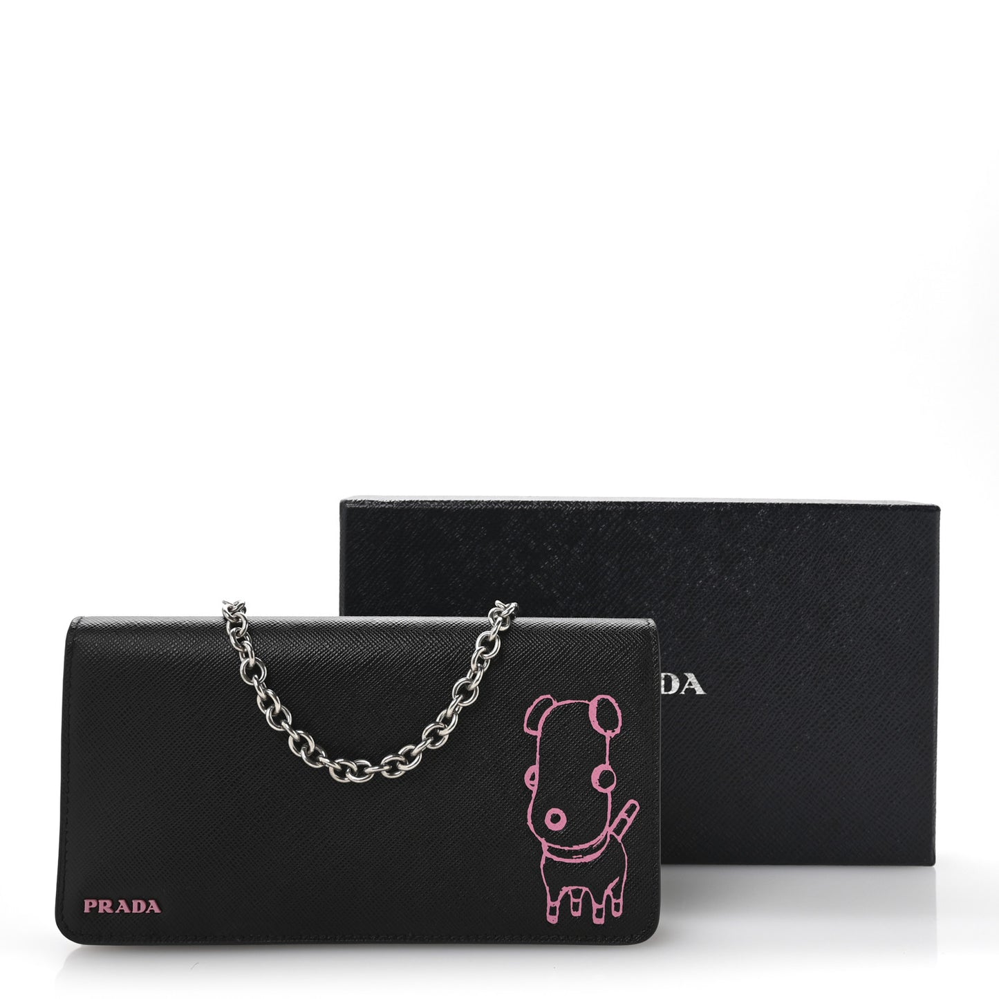 Saffiano Pradamalia Mini Chain Bag Black Begonia