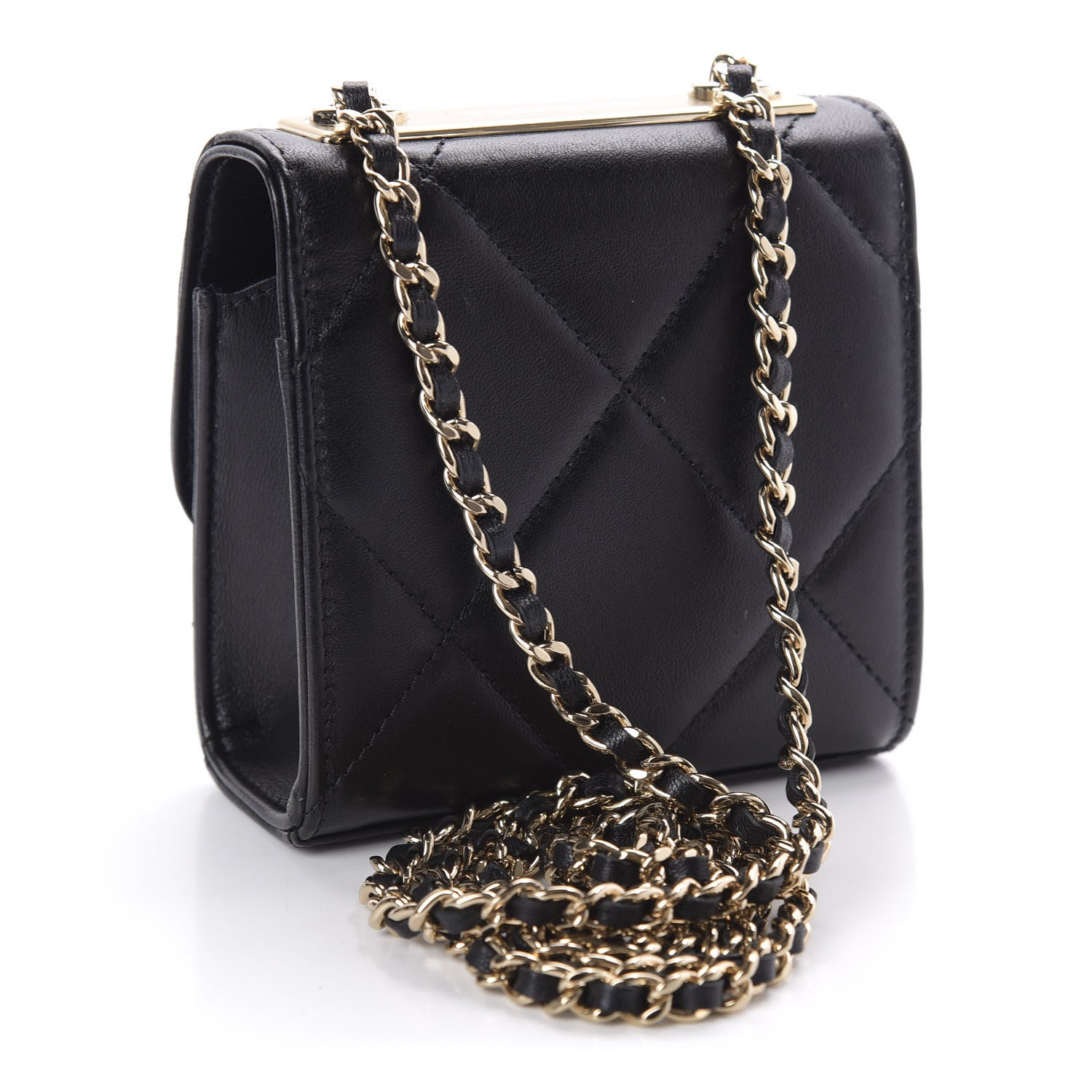 Chanel Lambskin Quilted Mini Trendy CC Chain Wallet Black 3 of 11