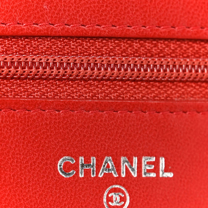 Chanel Lambskin Quilted Wallet On Chain WOC Red Pink 6 of 11