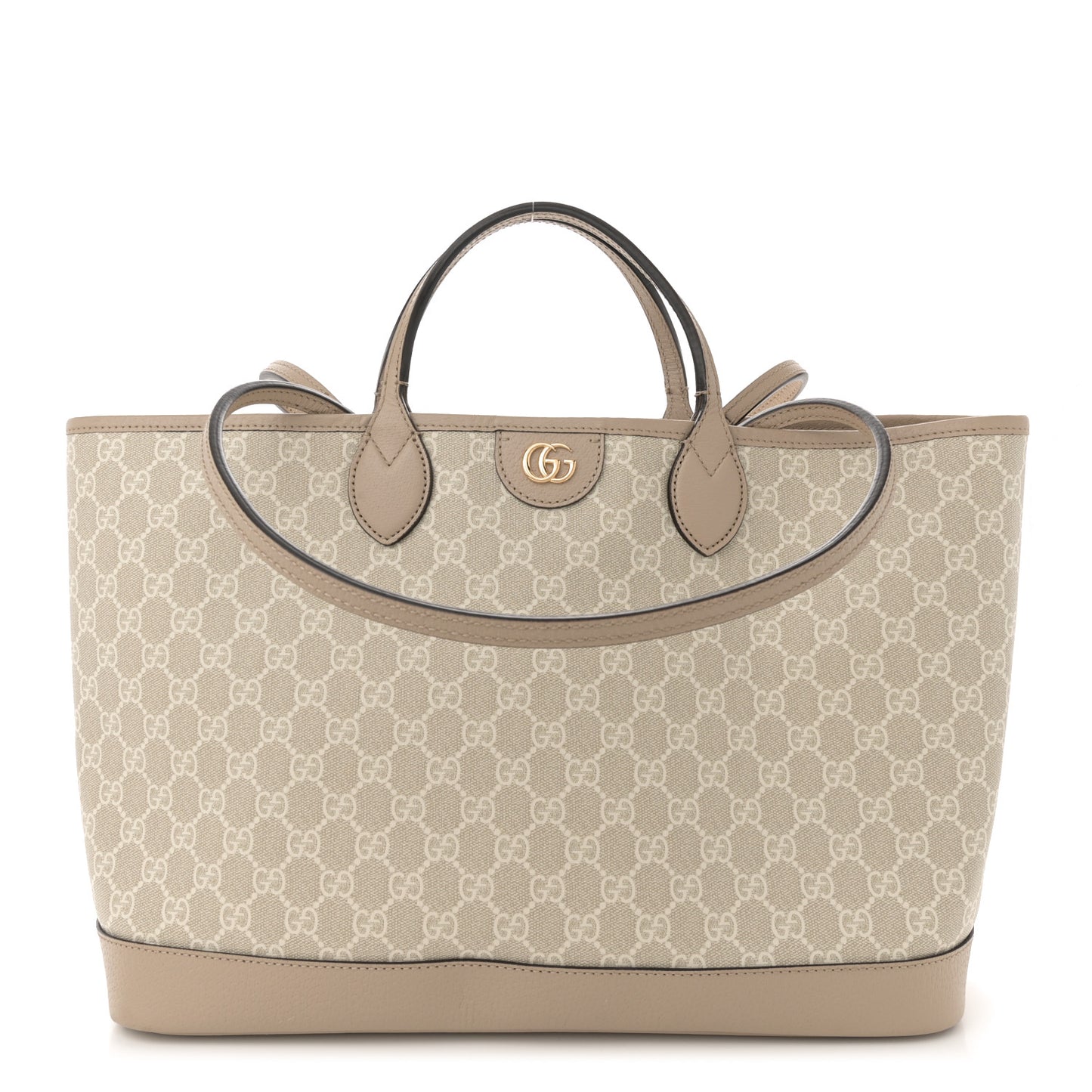 GG Supreme Monogram Textured Calfskin Medium Ophidia Shoulder Tote  Beige Mystic White Oatmeal