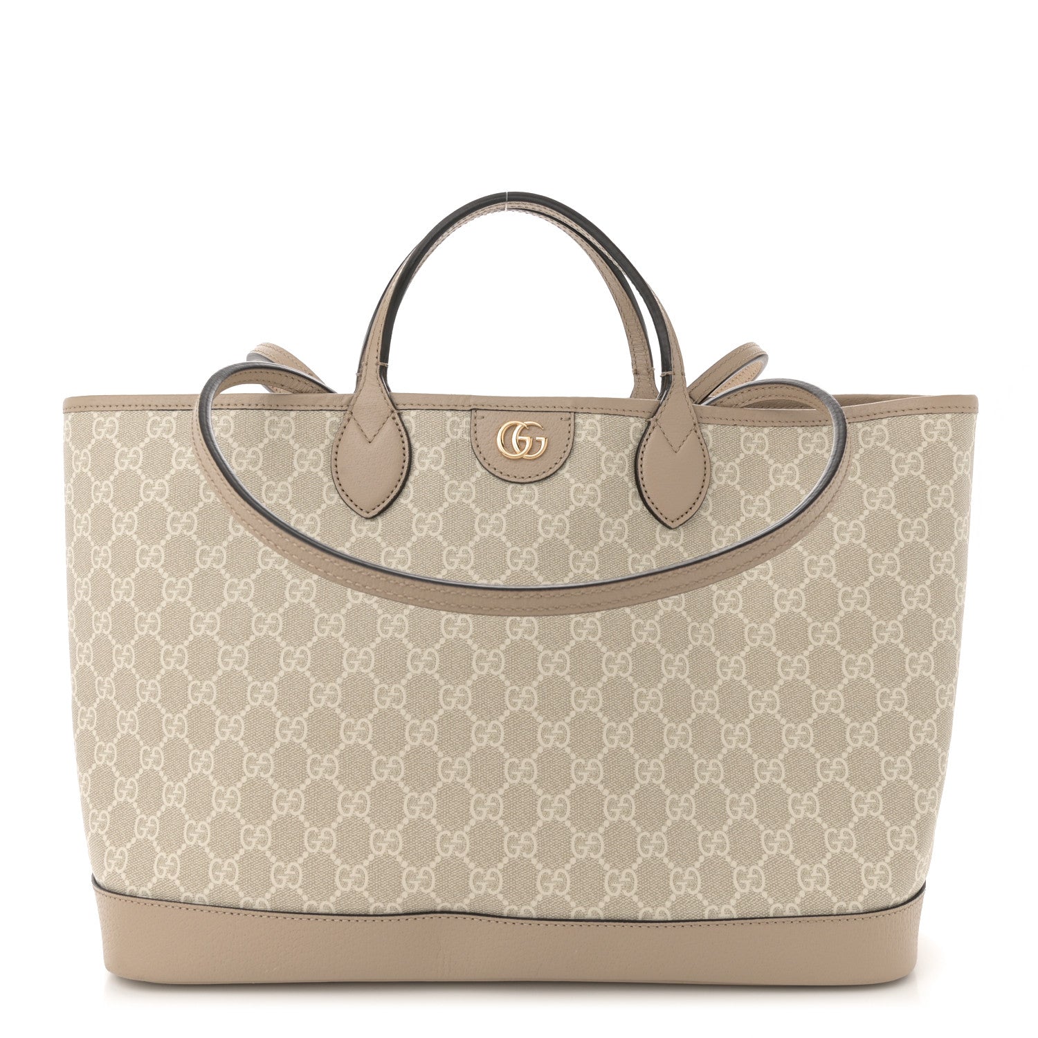 Gucci GG Supreme Monogram Textured Calfskin Medium Ophidia Shoulder Tote  Beige Mystic White Oatmeal 1 of 12