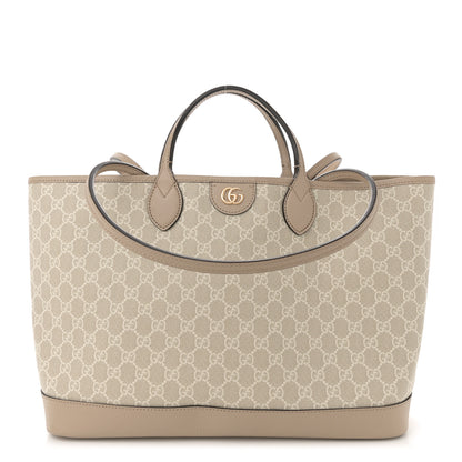 Gucci GG Supreme Monogram Textured Calfskin Medium Ophidia Shoulder Tote  Beige Mystic White Oatmeal 1 of 12