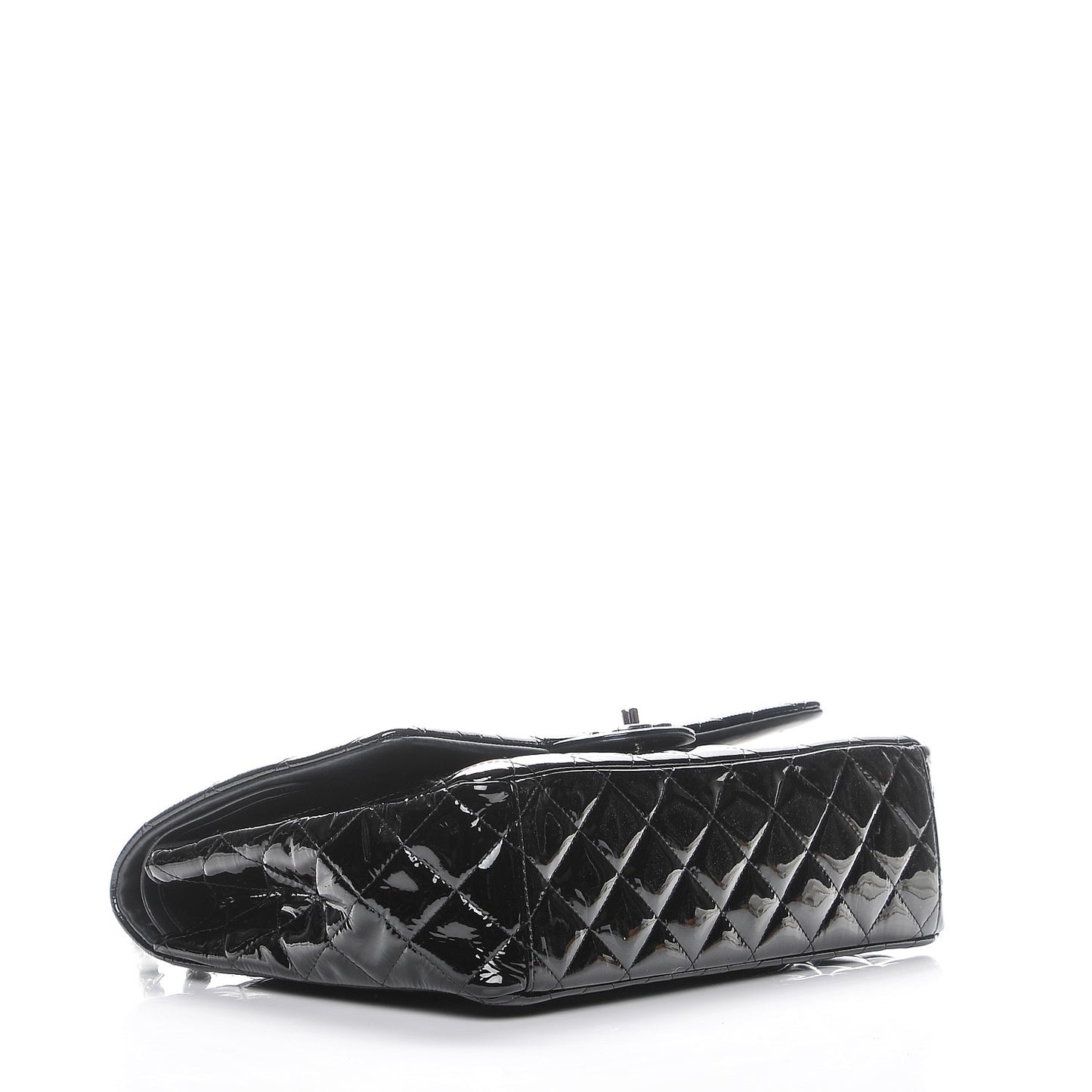 Patent Quilted Maxi Double Flap Black