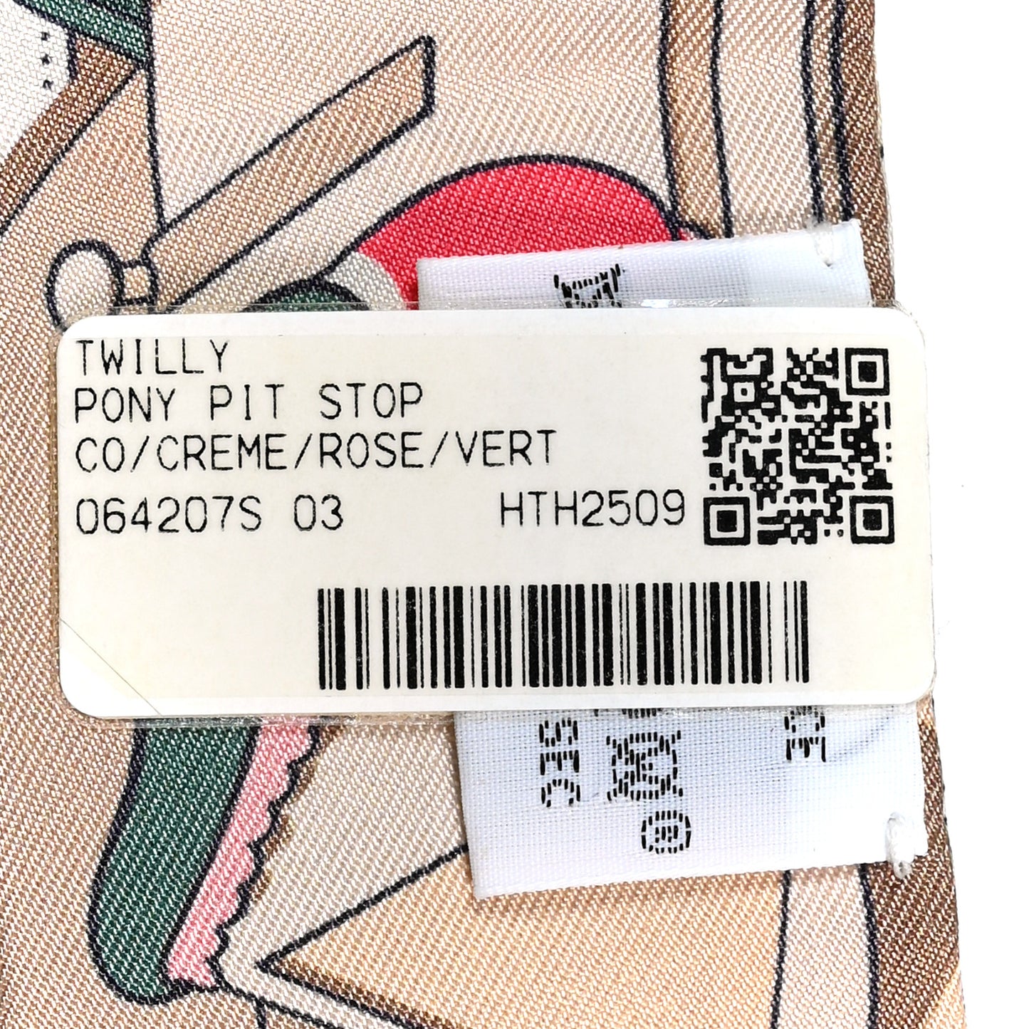 Silk Pony Pit Stop Twilly Creme Rose Vert