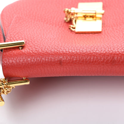 Chloe Grained Lambskin Mini Drew Shoulder Bag Plaid Red 11 of 12